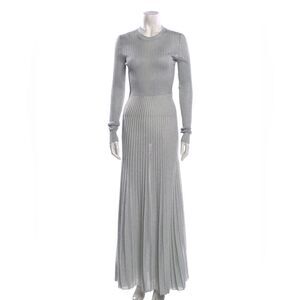 KHAITE Shimmering Silver Long Sleeve Dress